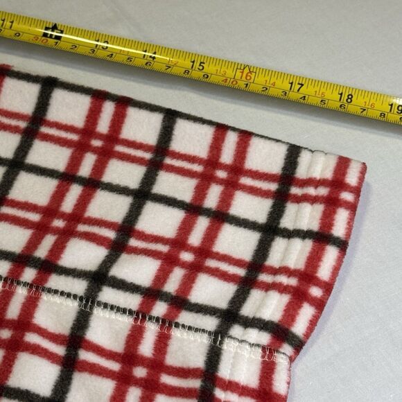 Lands End Womans Fleece Plus Size 18 Hoodie Red White Plaid 1/4 Zip Pullover # - Picture 9 of 10